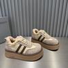 Korean version of matte leather retro moral training shoes women's 2025 winter velvet warm thick-soled fluffy shoes sports and leisure board shoes