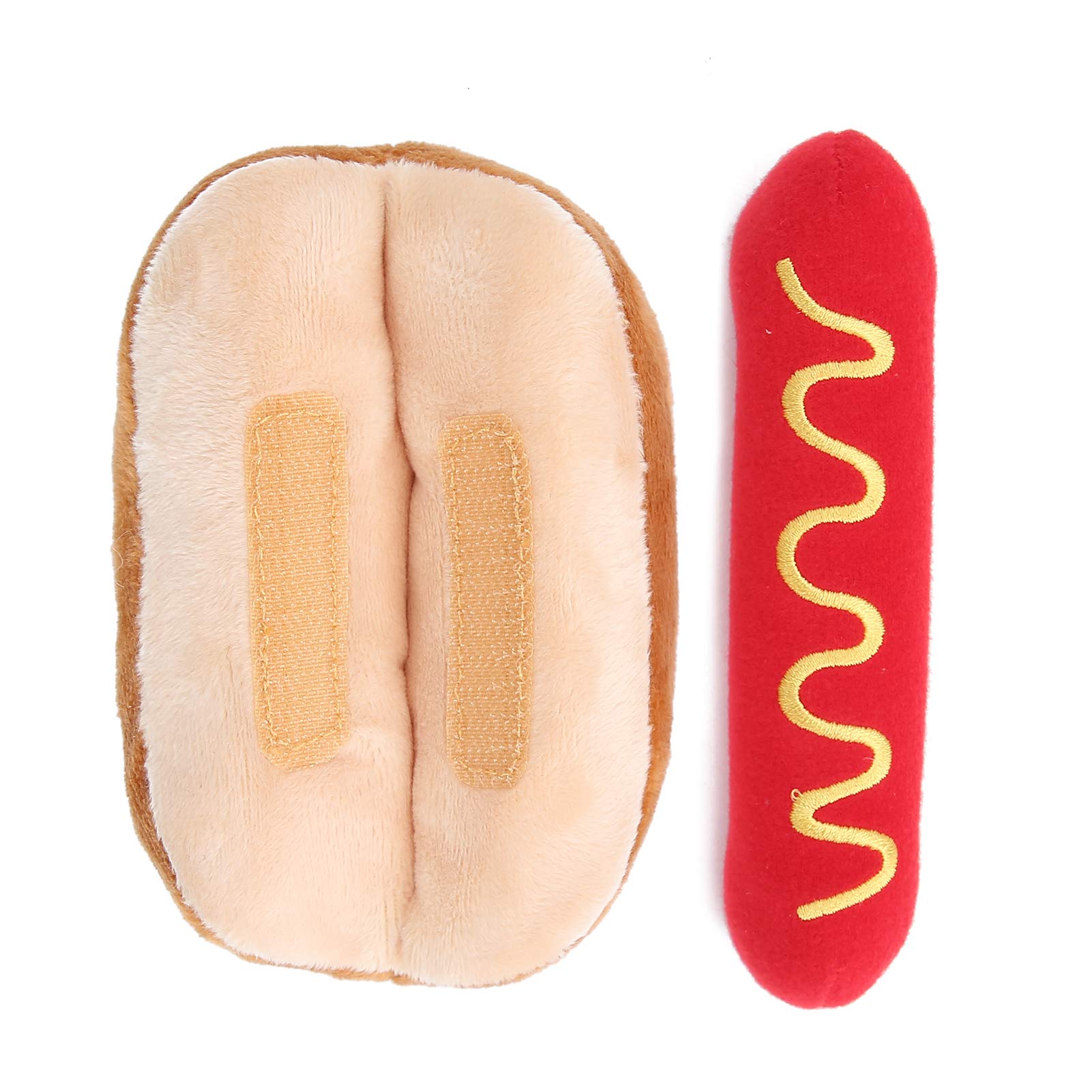 

Dilwe Hot Dog Plush Toy, Food Shaped Soft Stuffed Animal for Dogs