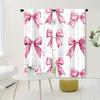 2PC Pink Watercolor Bow Curtains - Cute Girly Print Window Drapes for Girls Bedroom Living Room Decor