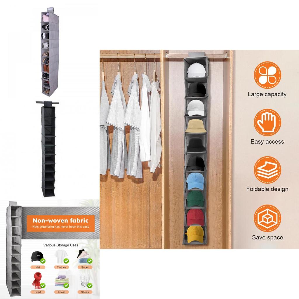 Lightweight Nonwoven Shoe Organizer With Tiered Hanging System For Closet And Wall Use