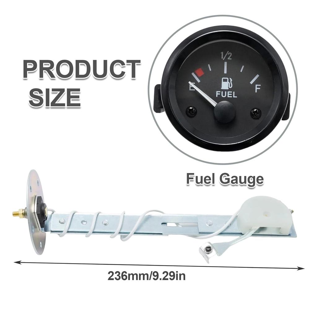 2" 52Mm Fuel Level Gauge Universal Car SUV W/Fuel Sensor E-1/2-F Pointer Meter 12V
