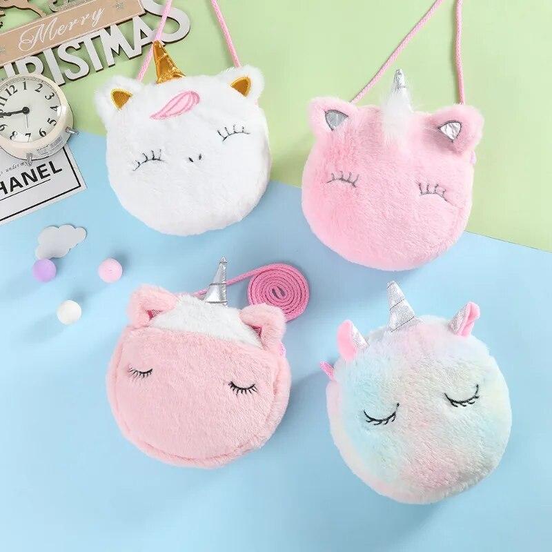 Fashion Children Girls Shoulder Bag Cute Animals Messenger Bag Kids Keys Coin Purse Cute Princess Mini Handbag Plush Toy