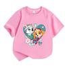Kids Boys Girls 100% Cotton Short Sleeve Crew Neck T-Shirt, Cute Cartoon Puppy Friends Printed Casual Tees for Children Daily Wear Summer Soft Breatha