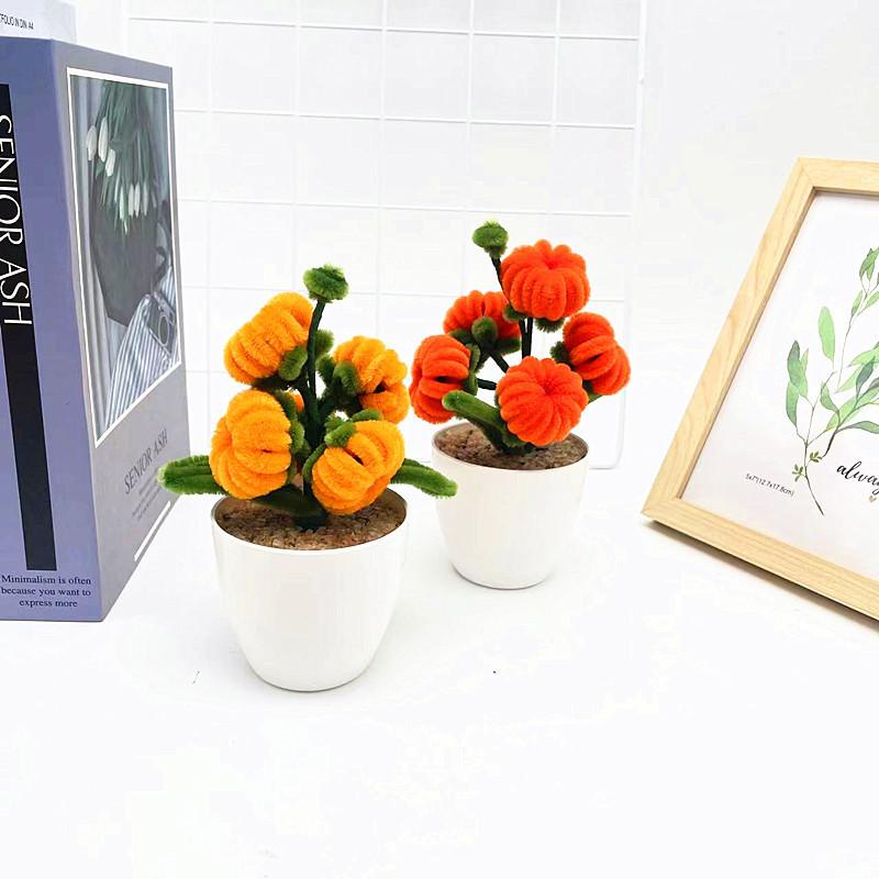 5 Pcs Pumpkin Plush Twisted Stick Potted For Living Room And Photography Props