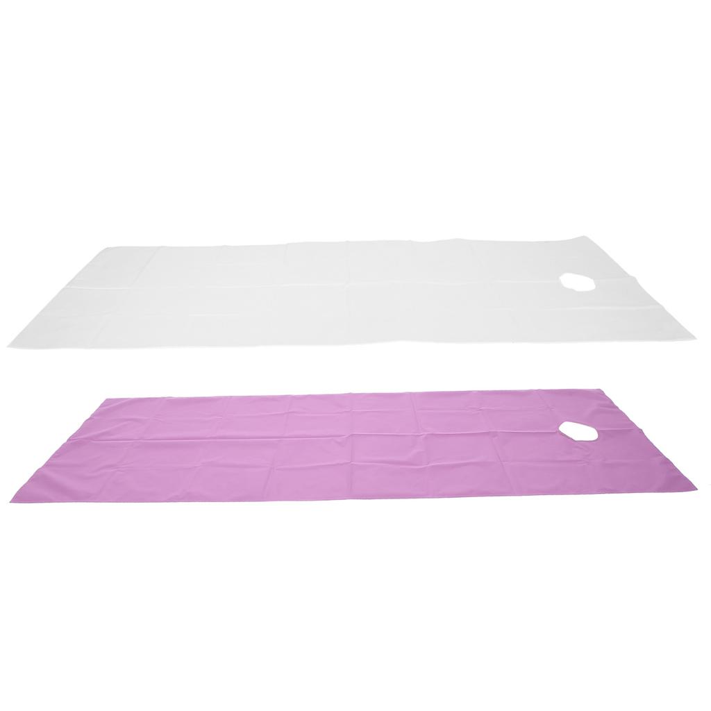 2 Stück Einweg-Bettlaken, atmungsaktiv, wasserdicht, Polyester, Massagebettbezug für Schönheitssalon(Weiß Lila )