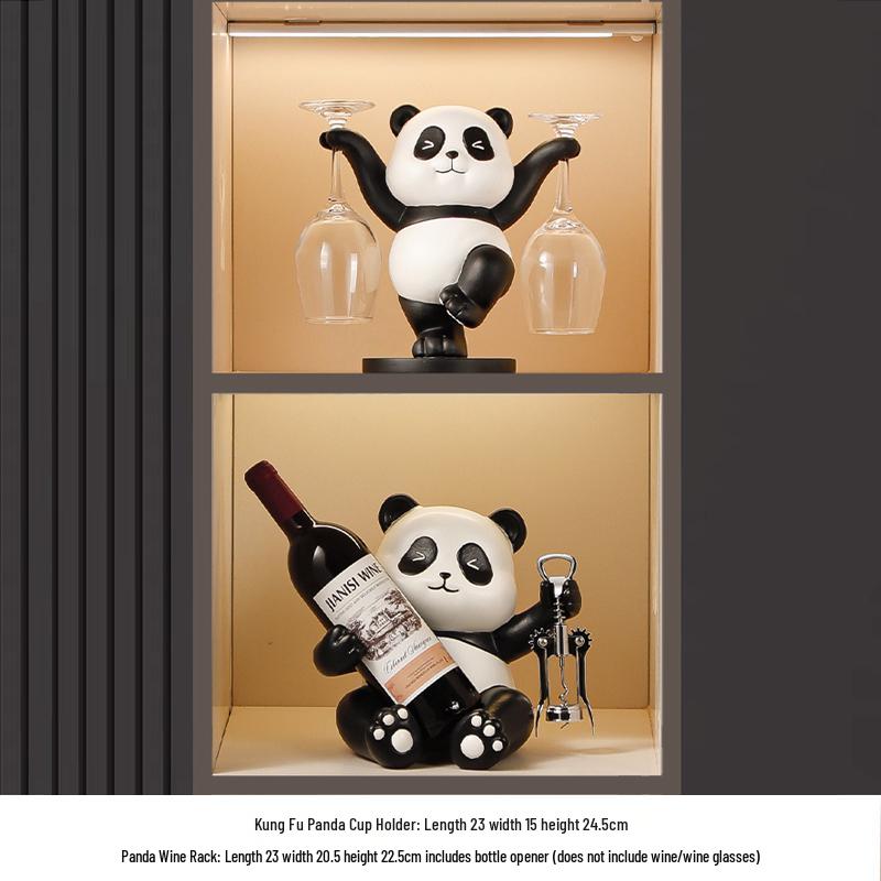 Panda Wine Rack: Luxury Sideboard & Bookcase with Cup Holder – Perfect Housewarming Gift
