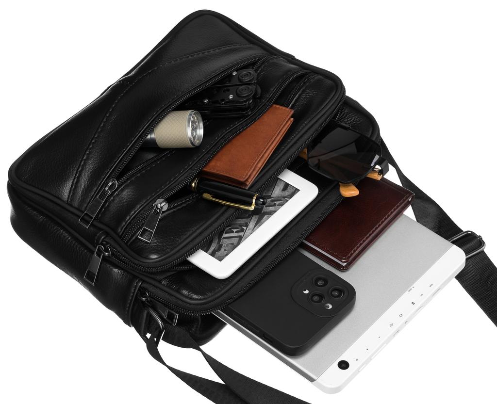 Bolsa de couro masculina R-13204-M-3877 Preta