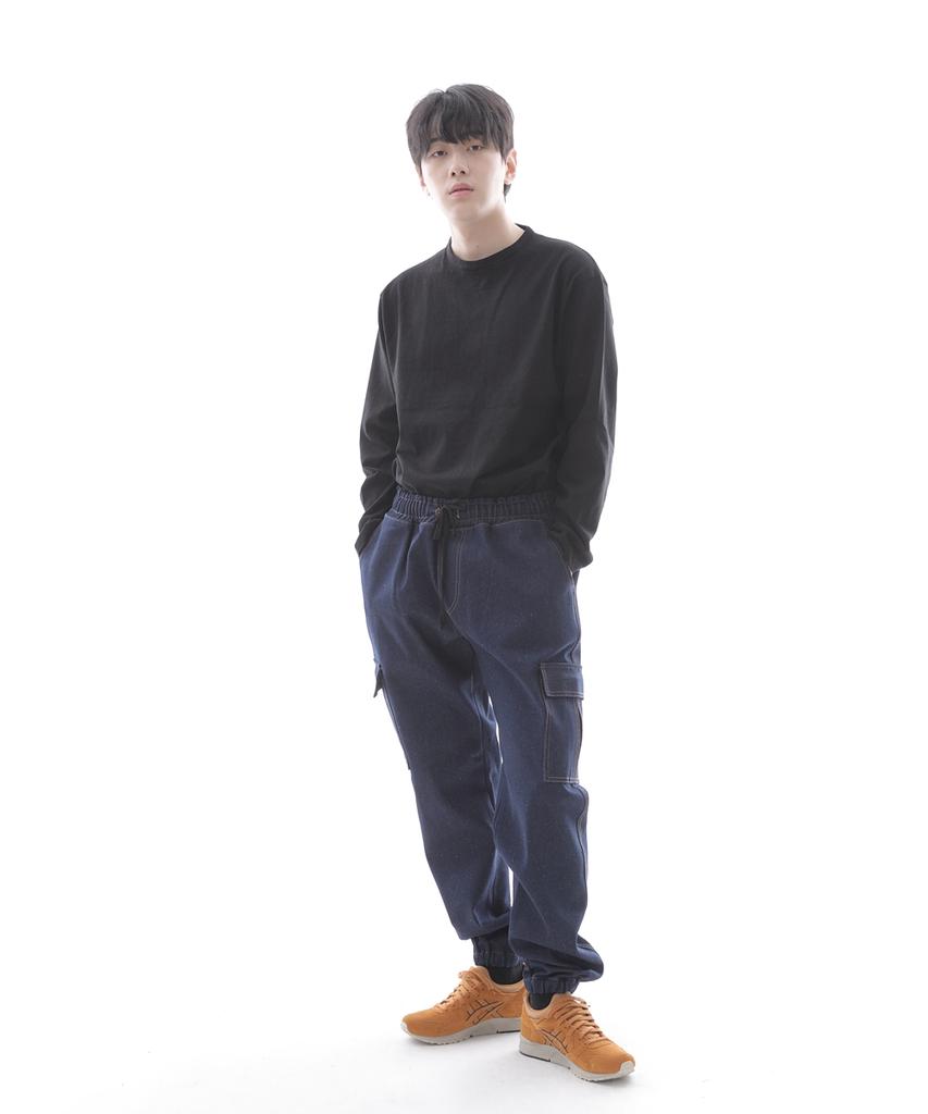 Seinteukeulu Retro Line Cargo Jogger Denim Pants Rl-311Cj Dark Blue