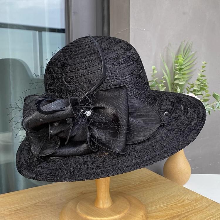 Elegant Top Hat, Mesh, Flower, Big Edge, Face Covering, Beach Hat, Versatile In Summer, Breathable, Sun Protection, Sunshade Hat