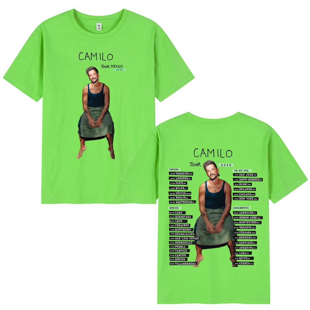 Singer Camilo Tour 2026 Merch Tshirts Unisexs Women Clothing Fashion Hip Hop Oversized T Shirts Cotton Casual T Shirt Streetwear
