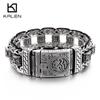 KALEN Om Mani Padmei Hum Heavy Men's Bracelet Hip Hop Vintage Punk Stainless Steel Charm Bracelet Fashion Gift Party Jewelry