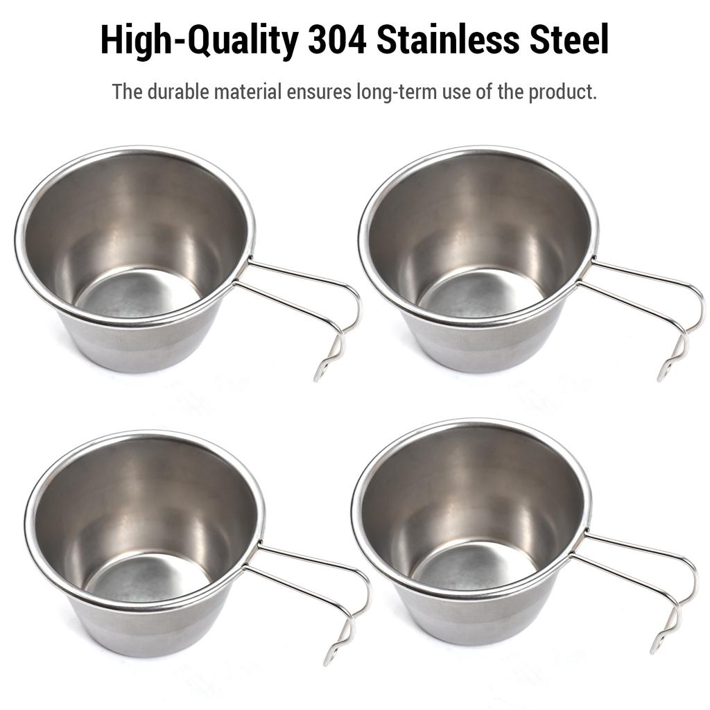 Sierra Cup Tea Coffee Sets of 4 Stainless Steel with Folding Handle 30ml and 70ml Options Perfect for Travel Camping
