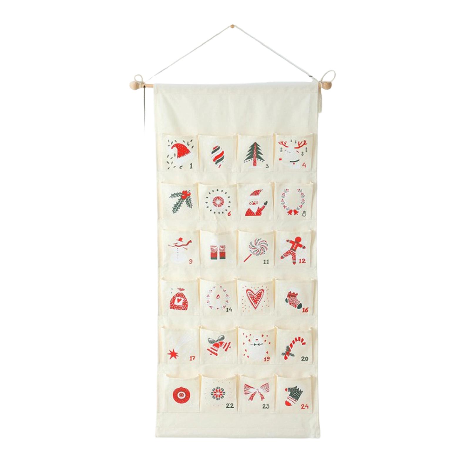 

Advent Calendar Fabric Hanging Bag, Christmas Storage Bag, Christmas Decoration Calendar One Size
