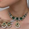 European-American Tassel Gem Rhinestone Necklace & Earring Set: Ethnic Retro Luxury Pearl Clavicle Chain