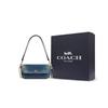 Coach 23 Removable Chain Strap Snap Closure Interior Zipper Pocket Fabric Shoulder Bag Medium Women Shoulder Bag Brass Deep-Indigo CCY20-B4YMW