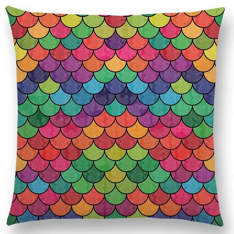 Kolorowe Kwiaty Liście Kropki Poszewka na Poduszkę na Sofę Gwiazdy Fale Wzór Geometryczny Pastelowe Trójkąty Diament Tęcza Poszewka na Poduszkę