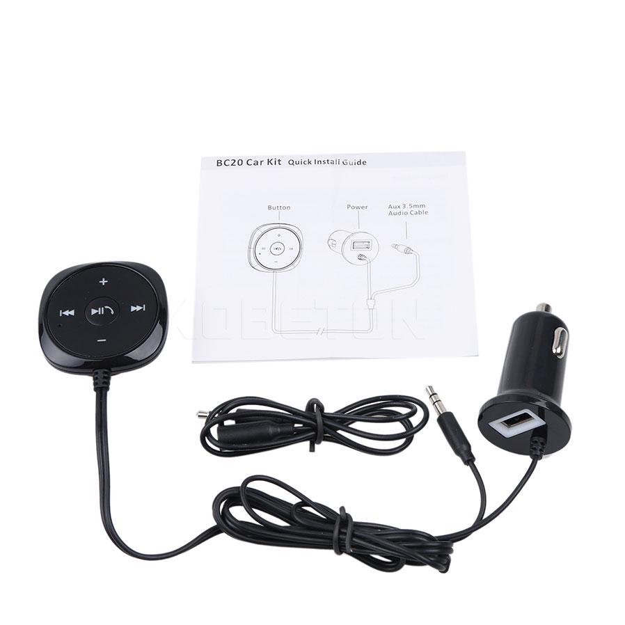 Freisprech-Bluetooth-Autokit MP3 A2DP 3,5-mm-AUX-Audio-Musikempfänger-Adapter 5V 2,1A USB-Ladegerät