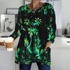 Plus Size Ladies V Neck Long Sleeve Pullover Soft Loose Tops For Daily Errands And Relaxation Wear