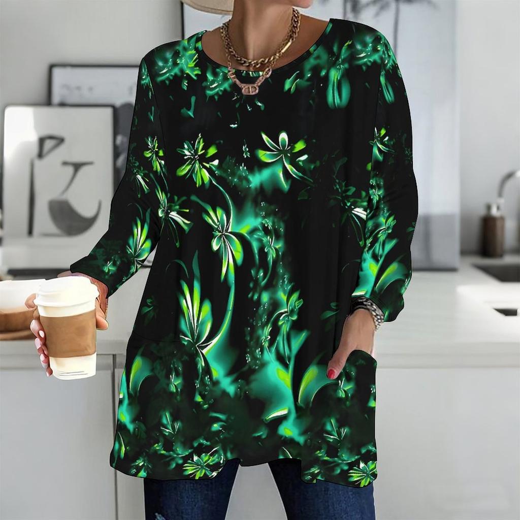 Plus Size Ladies V Neck Long Sleeve Pullover Soft Loose Tops For Daily Errands And Relaxation Wear