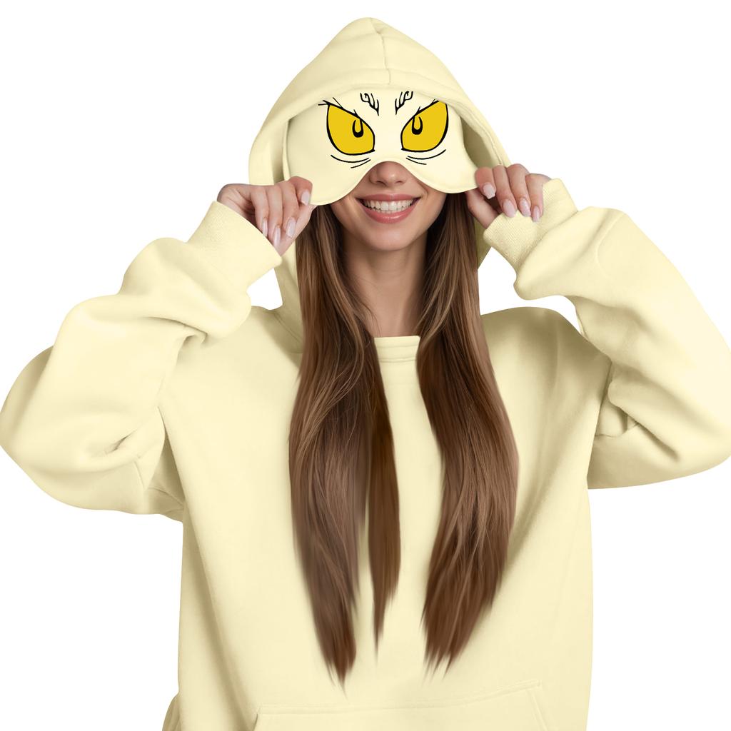 Damemote Lett langermet genser for kvinner med lommer Preppy grafisk hettegenser