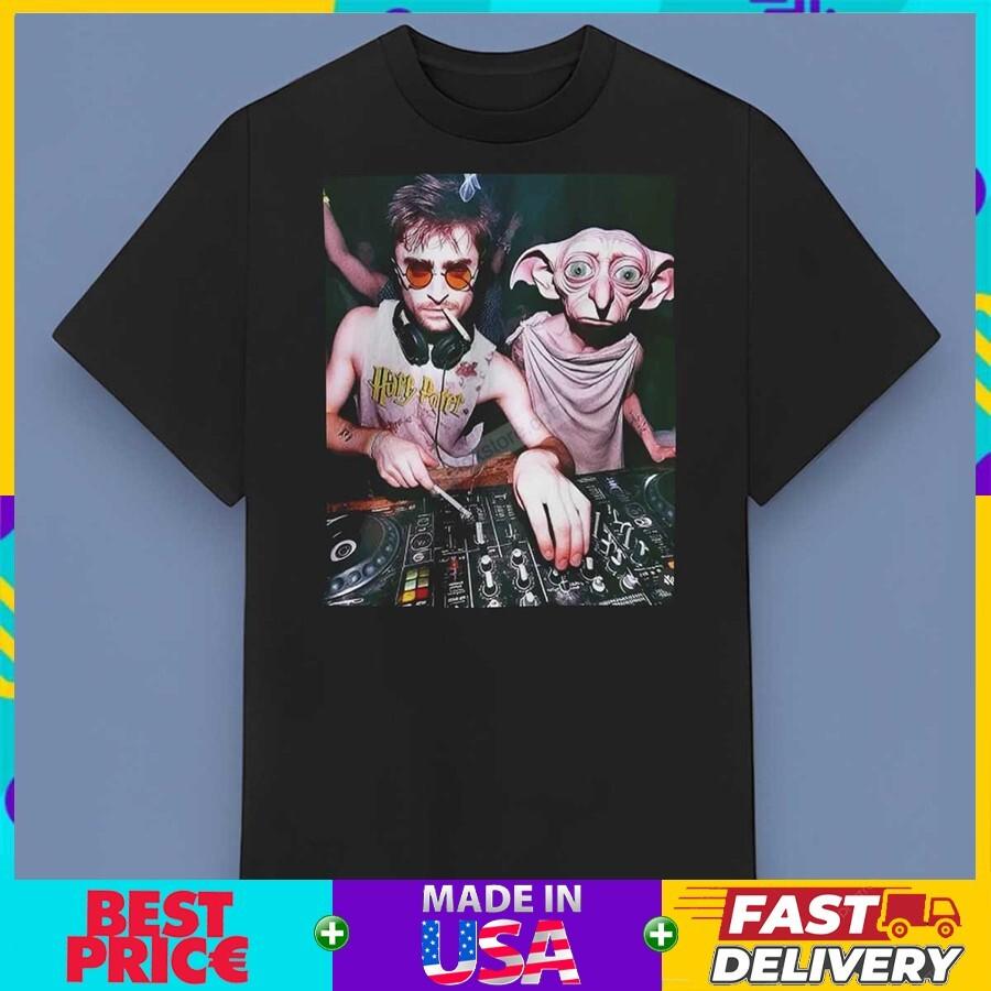 RARE! DJ Harry Potter and Dobby Shirt Size S-4XL Fan Gift Funny Movie T-shirt XXXXL
