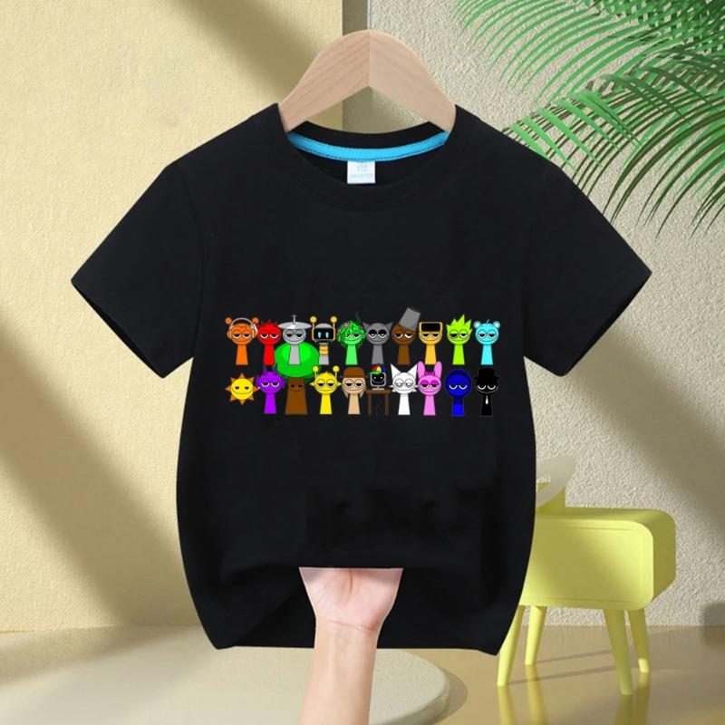 2026 Summer Short-sleeved Sprunki Cute Fashion Top Boys Girls Comfortable Round Neck Pure Cotton T-shirt Children's Sprunki Gift