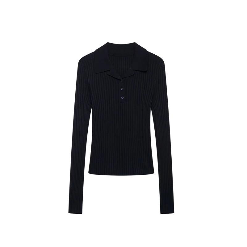 TAOP&ZA Women's Spring Knitwear: Commuting Style Turn-Down Collar Long Sleeve Sweater