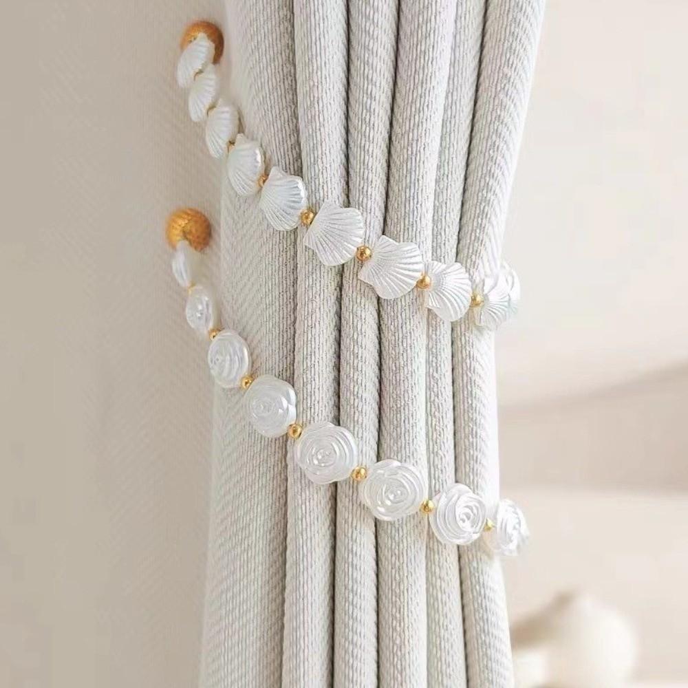 2 PCS Beautifully Shell Curtain Tieback Elegant Rose Curtains Tie Rope Curtain Straps  Homestay