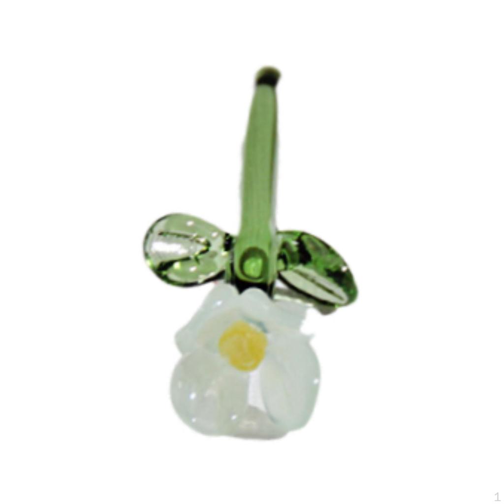 Mini Glass Flower Artificial Craft Faux Branch Small Gifts Floral Figurine for Indoor Party