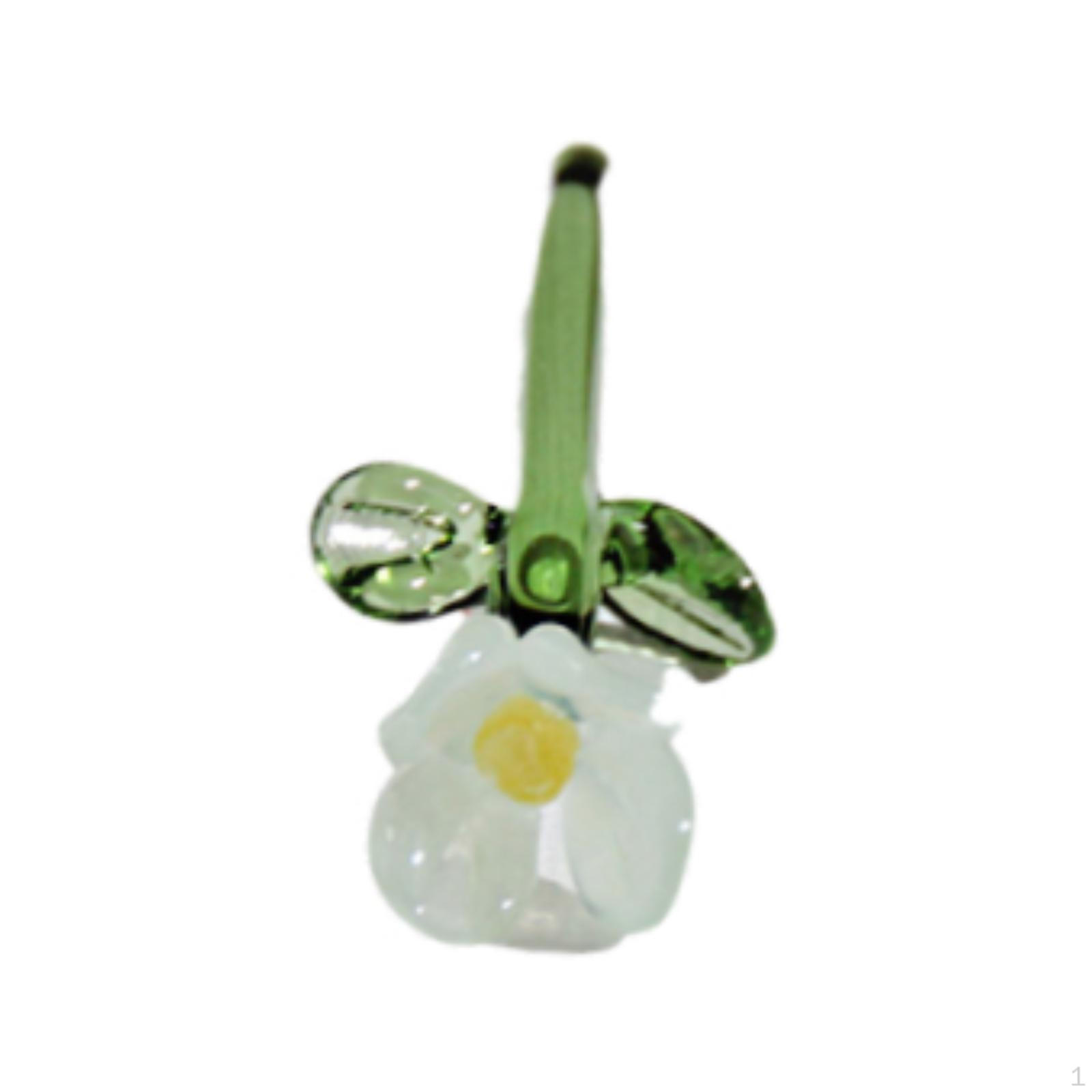 

Mini Glass Flower Artificial Craft Faux Branch Small Gifts Floral Figurine for Indoor Party зелёный