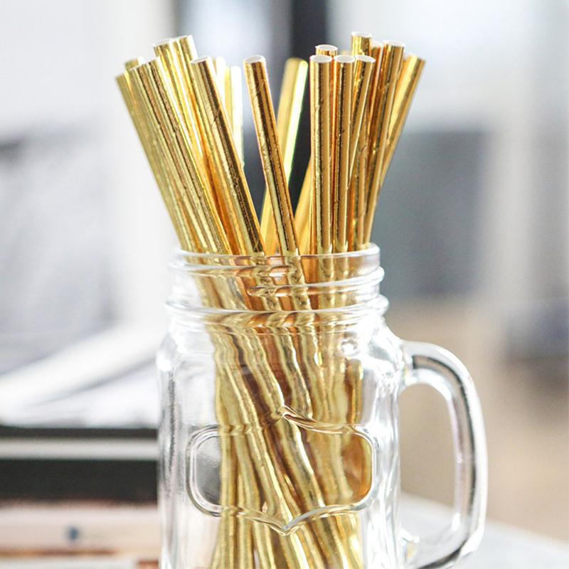 25 buc Paie de Băut de Unică Folosință din Hârtie Colorată, Folie Aurie/Argintie Curcubeu, Decor de Crăciun, Nuntă, Zi de Naștere, Articole de Petrecere