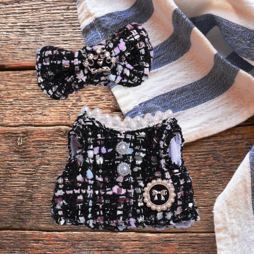 2 Stück Puppenkleid und Schleifen-Haarspange Miniaturkleidung Handgefertigte Kleidung für 15-17 cm