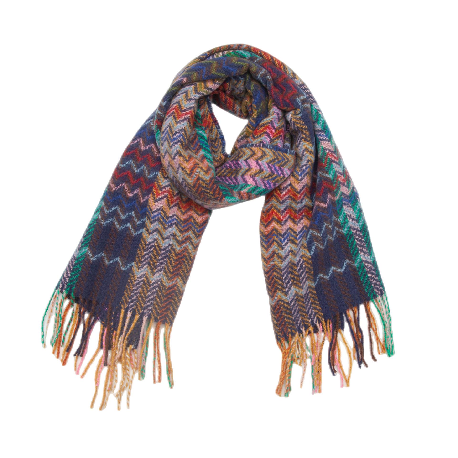 

Осенне-зимний толстый волнистый полосатый шарф женский теплый платок с кисточками 4#