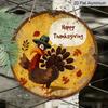 2D Flat, 1pc Cartoon Turkey with Autumn Leaves Decor, Round Aluminum Sign with "Happy Thanksgiving" Text, Fall Holiday Indoor/Outdoor Use, Perfect