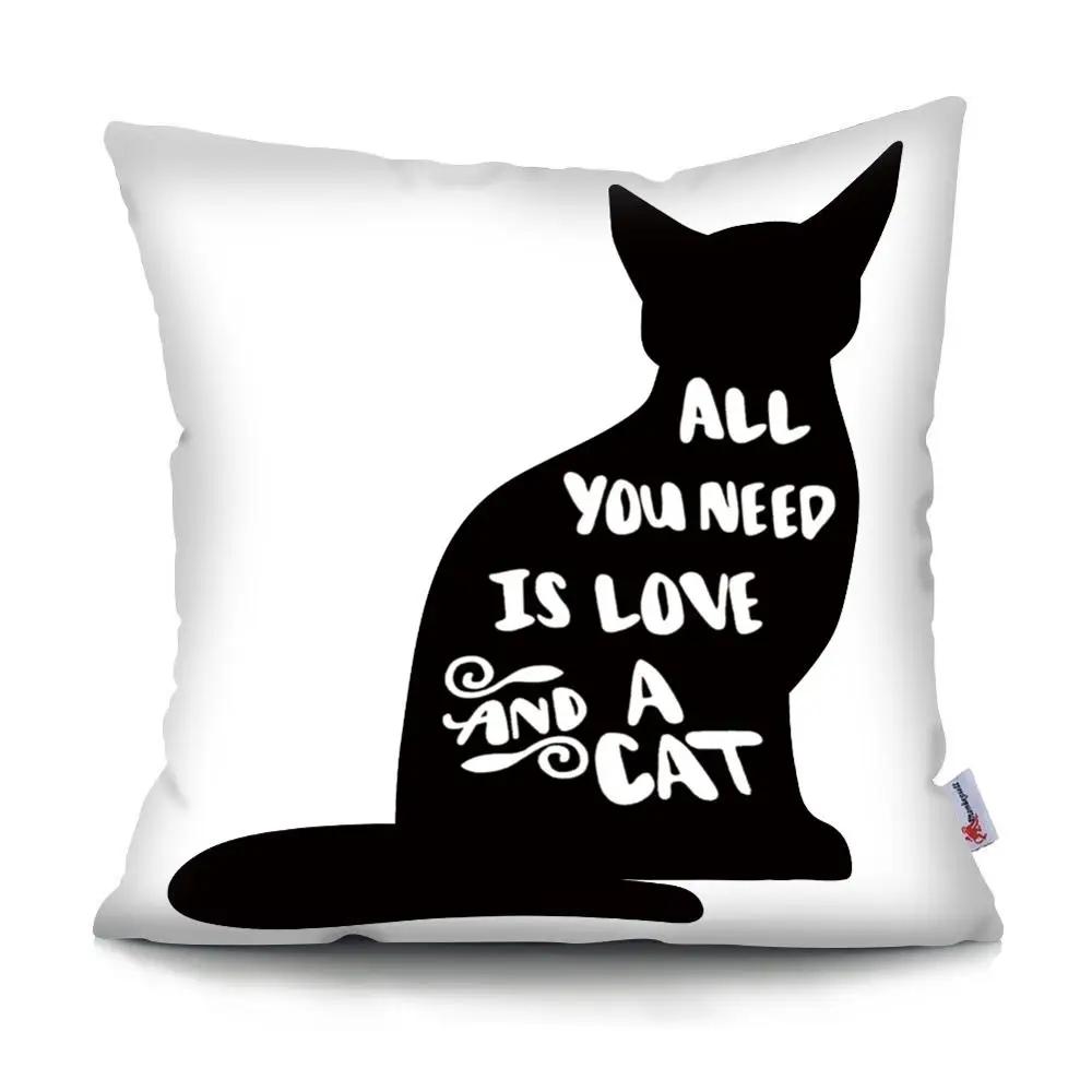 Black Cat Cushion Cover Pet  Sofa Bedroom Decoration Pillowcase Pattern   Case