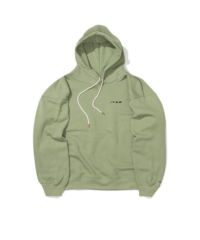 Lettering Fleece Hoodie Sage Green