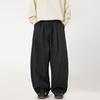 Men S Pleated Loose Straight Leg Casual Trousers Drawstring Waist Retro Pants
