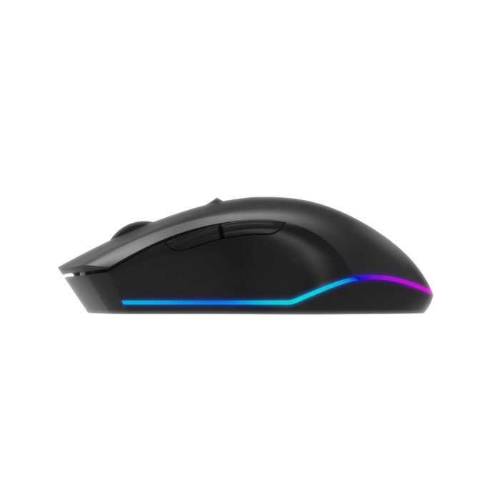 EnerGenie Firebolt Souris Gaming Sans Fil Rechargeable RGB, Noire - Récepteur Nano USB, Rétroéclairage Multicolore, DPI Ajustable