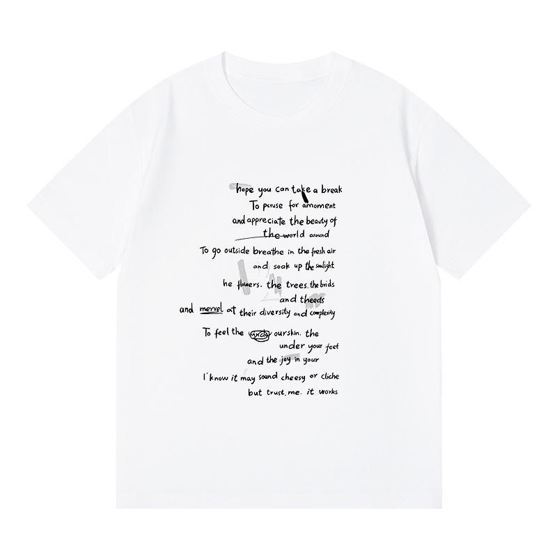 Women's Korean Style Cotton Letter Print Short Sleeve Loose T-shirt - Summer Student Fashion Top