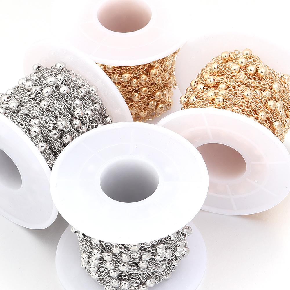 10Yards/Roll Iron Beads Chains Metal Ball Bead Link Chains For Jewelry Making DIY Crafts Necklace Bracelets Accessories Supplies