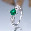 Princess Cut Square Green Zircon Rings for Women Silver Color Promise Engagement Rings Romantic Wedding Party Jewelry Gift