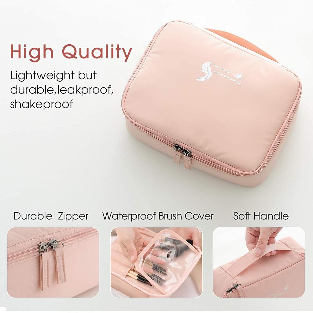 Household Culture Professional Nylon Travel Cosmetic Bag Makeup Pouch for Zippered Cosmetic Bag Vanity Bag with Adjustable Compartment Women, and G