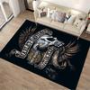 Skull and Eagle Harley Davidson Motorcycle Logo Black Rug Decor Suitable for use as an anti-slip for living room bedroom sofas