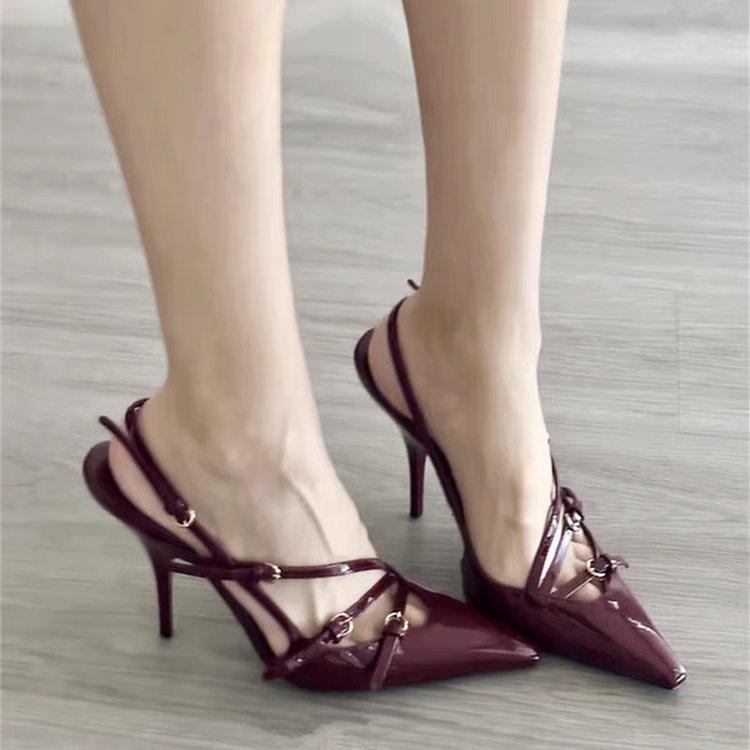 2026 Spring New Fairy Style One Piece Buckle with Thin Heel Fashion Casual Pointed High Heel Sandals
