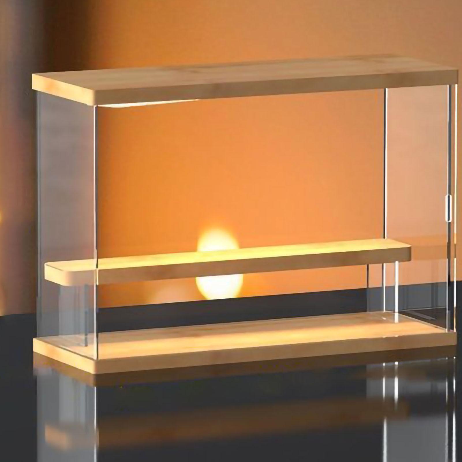 

Toy Acrylic Display Shelf Clear Storage Box Thickened for Hand Made Doll with Sliding Door 2 Layer