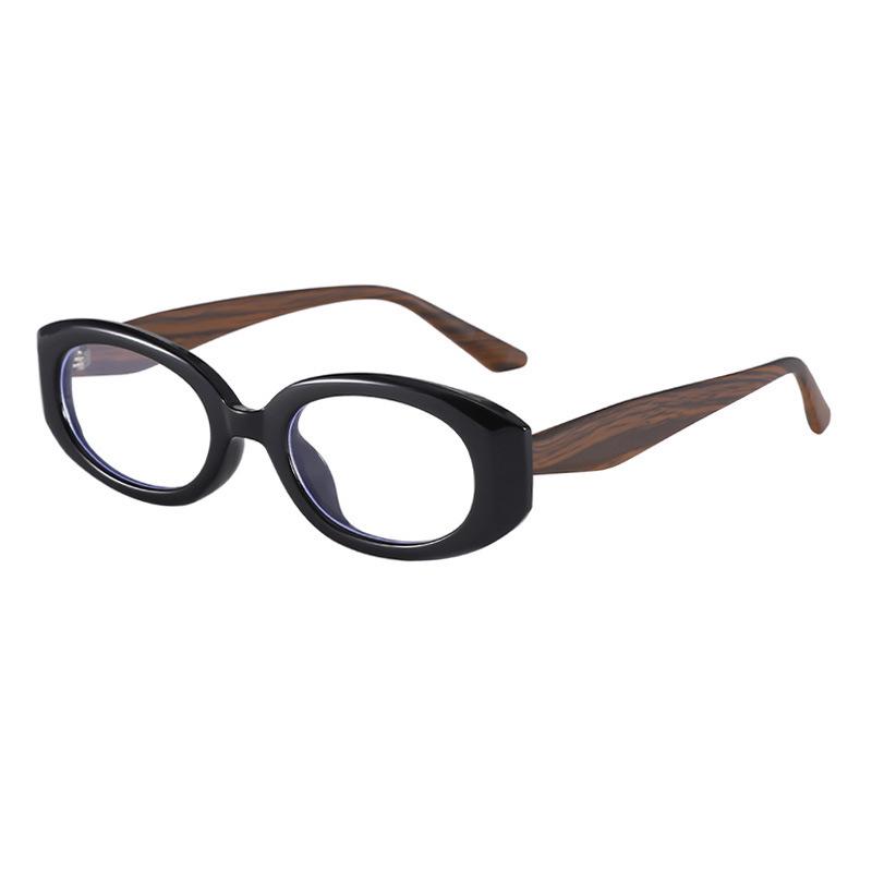 Retro Cat Eye Glasses with Wood Grain, Anti-Blue Light, Prescription Ready, for Women, Fits Square and Round Faces