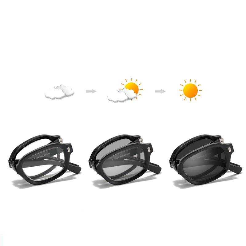 Portable Color Changing Presbyopia Eyewear Outdoor High Definition Photochromic Eyeglasses Vintage Foldable Reading Glasses