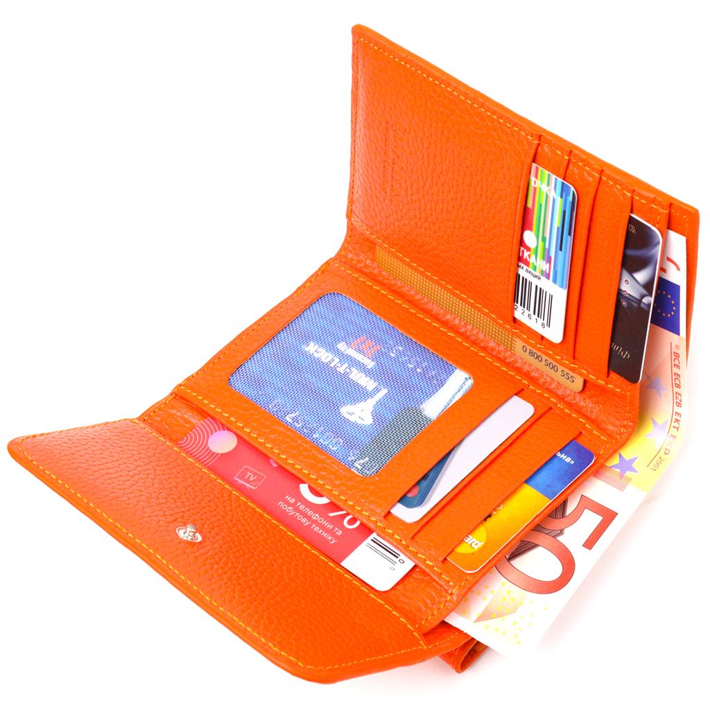 Молодежный женский кошек из натуральной кожи флотар CANPELLINI Wallet 21594 Оранжевый