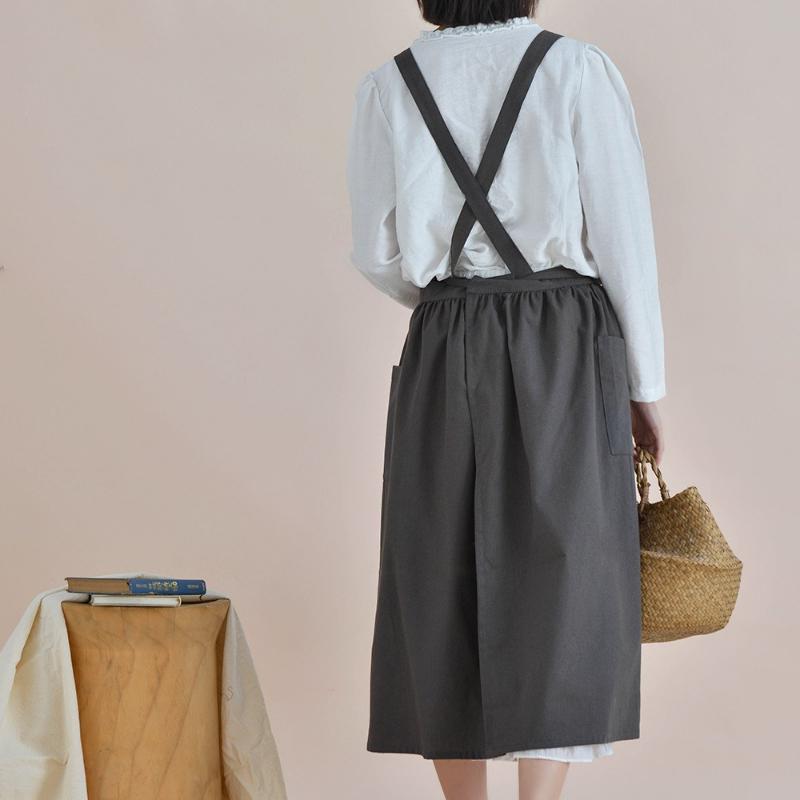 Delantal Artístico de Algodón Impermeable de Algodón-lino Chaleco de Cocina Falda Uniformes de Trabajo para Cafeterías y Tiendas de Té con Leche