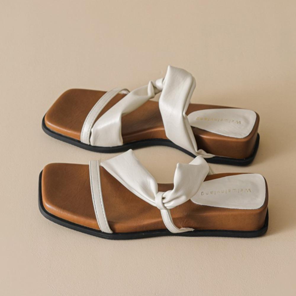 Slippers Woman Sandals Thick-soled Square Head with Cool Slippers for Women in Summer French Retro Wedge Heel Sandals for Women